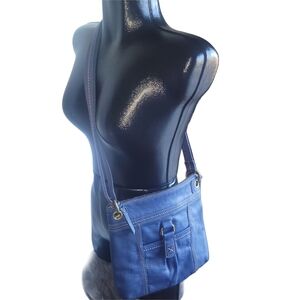 The Sak Kendra Blue Pebbled Leather Crossbody Bag